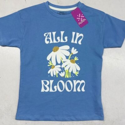 Girls Drop Shoulder Printed Tee ( All in Bloom )