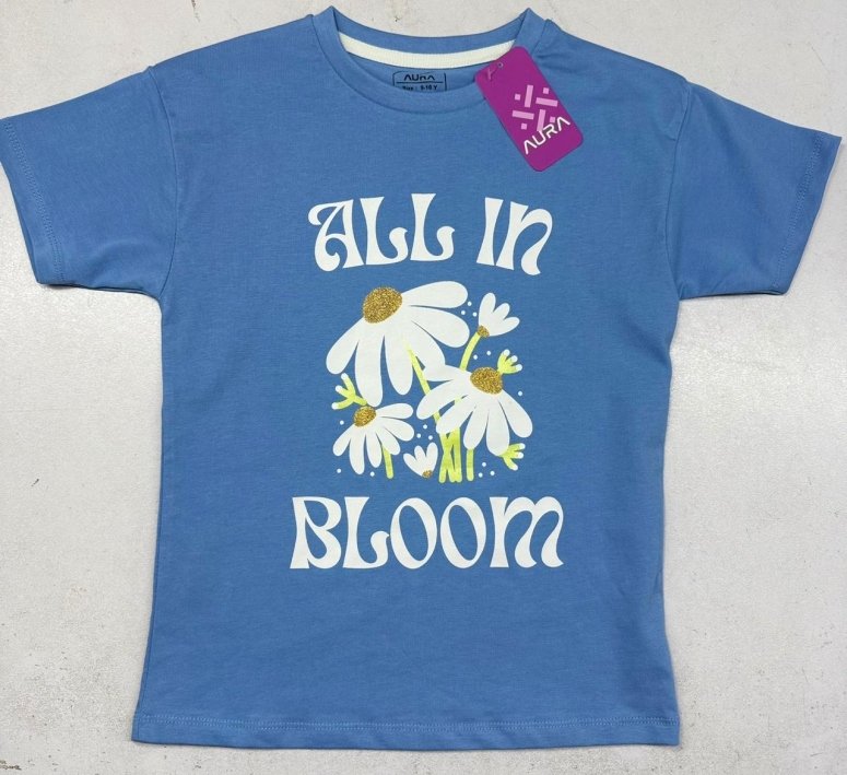 Girls Drop Shoulder Printed Tee ( All in Bloom )