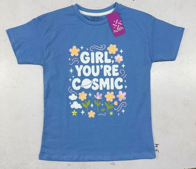 Girls Drop Shoulder Printed Tee ( Cosmic )