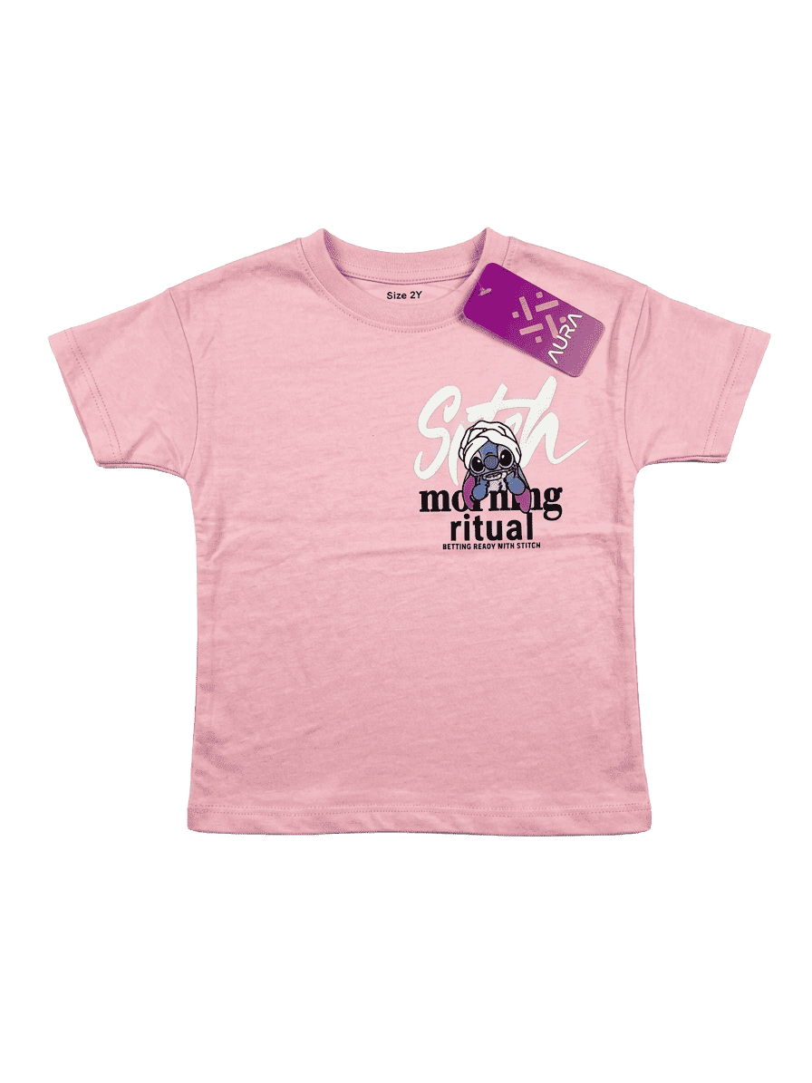 Boys Drop Shoulder Printed Tee ( Stitch Morning Ritual )