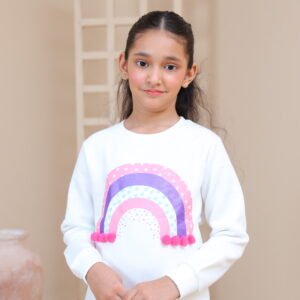 'Pastel Rainbow' Pom-Pom Graphic Sweatshirt