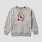 Hanging Bulbs Graphic Sweatshirt with 3D Pom-Poms
